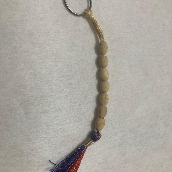 Short Wooden Beaded Keyring Handmade Tan Beaded Keychain New keyholder - Picture 6 of 6